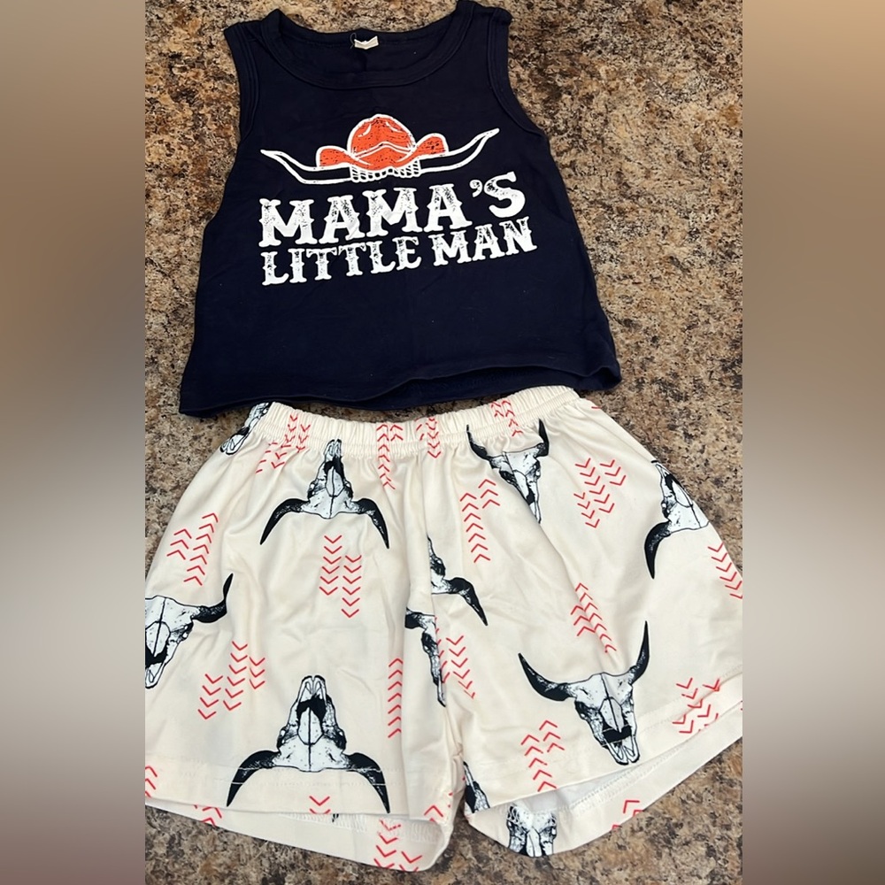 Black Tank Top and Cream Shorts Set